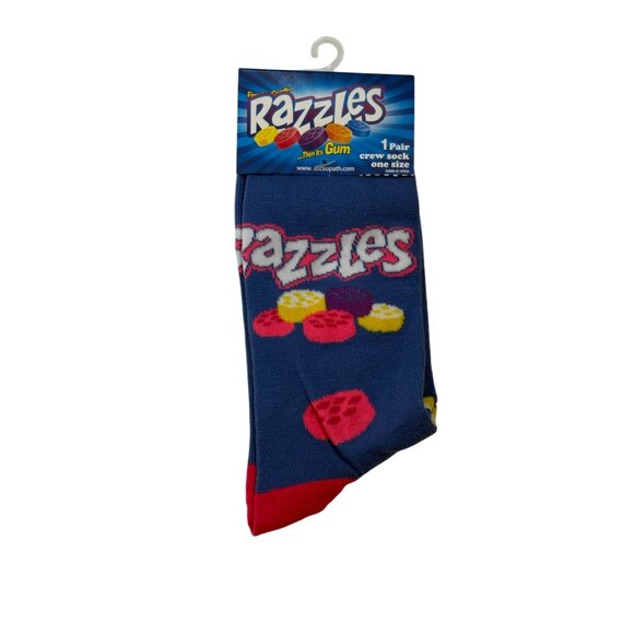 Razzles Candy Logo Crew Socks Men’s 10-13 Women’s 6-12 Fun Novelty Gift NWT - Picture 1 of 2